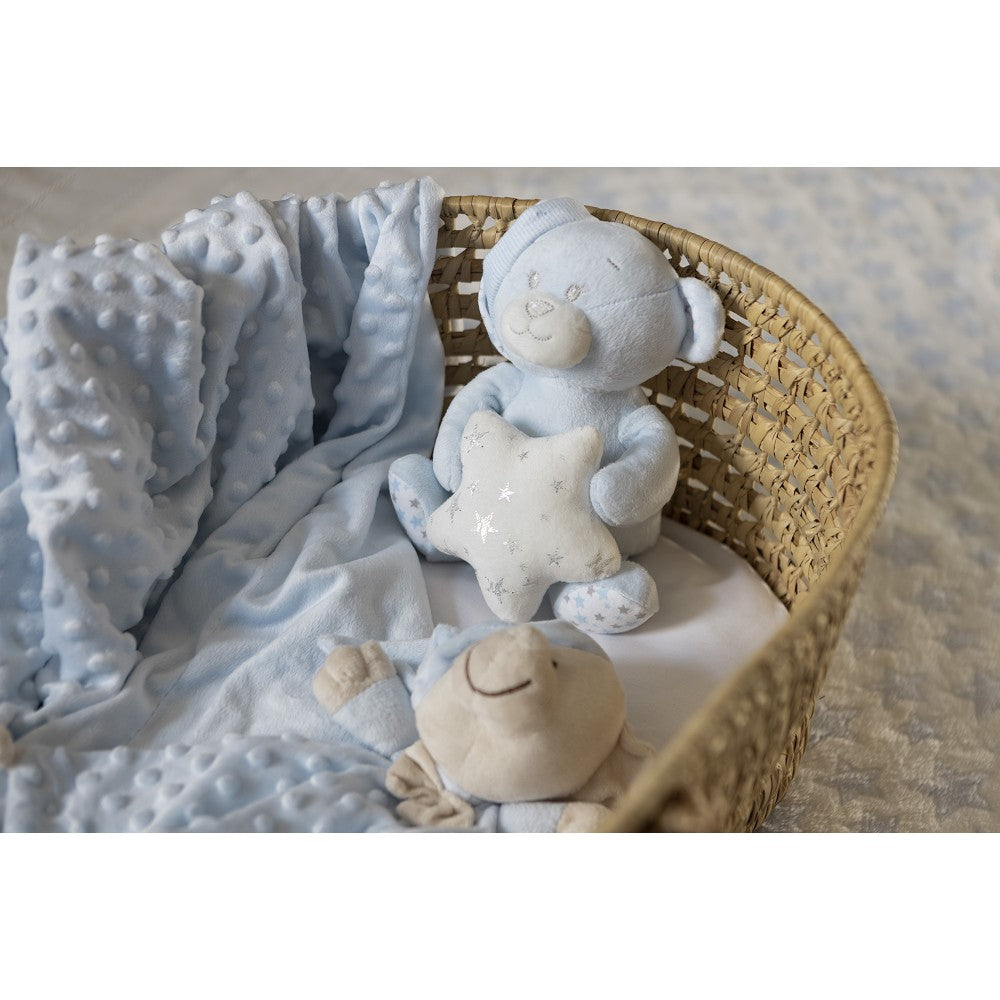 Baby Geschenkset 3-teilig – Plüschtier, Decke & Doudou – Blau