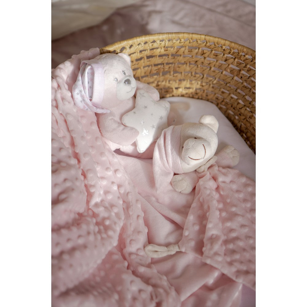 Baby Geschenkset 3-teilig – Plüschtier, Decke & Doudou – Rosa