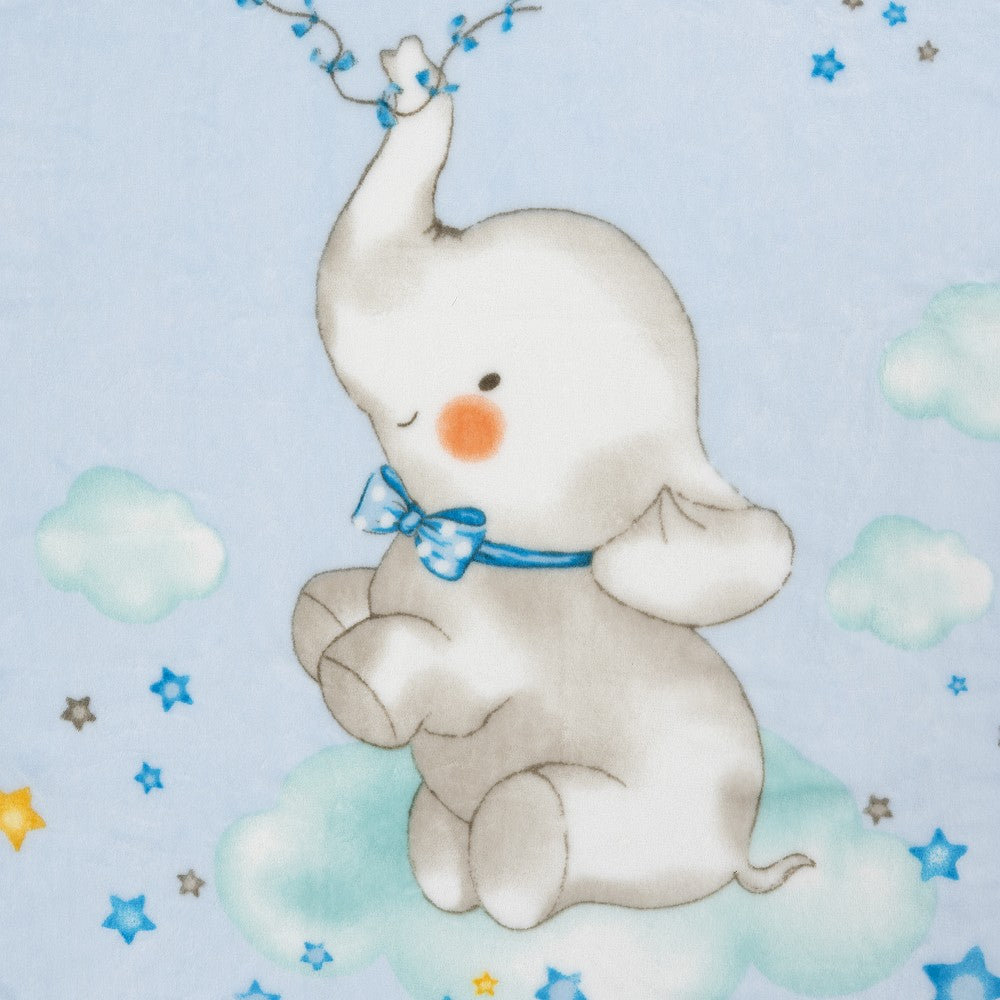 Kinderbettdecke aus Seidenstoff 110 × 140 cm – Elefante Cometa – Blau