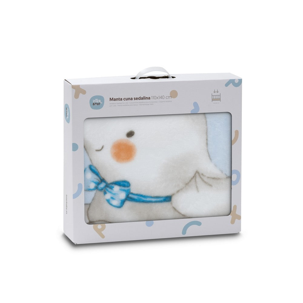 Kinderbettdecke aus Seidenstoff 110 × 140 cm – Elefante Cometa – Blau