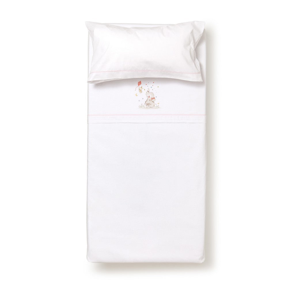 Interbaby Baby-Bettwäsche-Set 60×120 – Elefant Rosa – Baumwolle