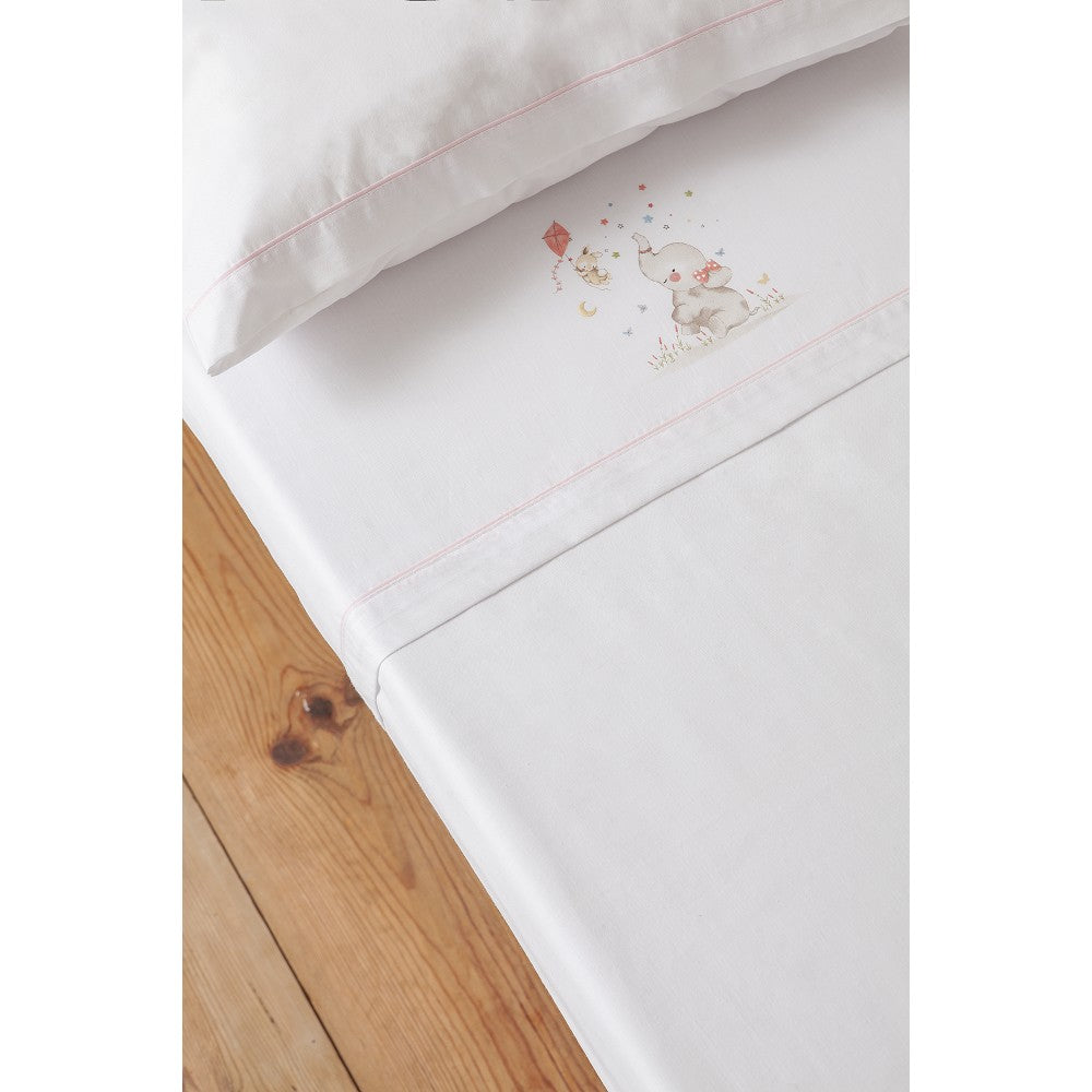 Interbaby Baby-Bettwäsche-Set 60×120 – Elefant Rosa – Baumwolle