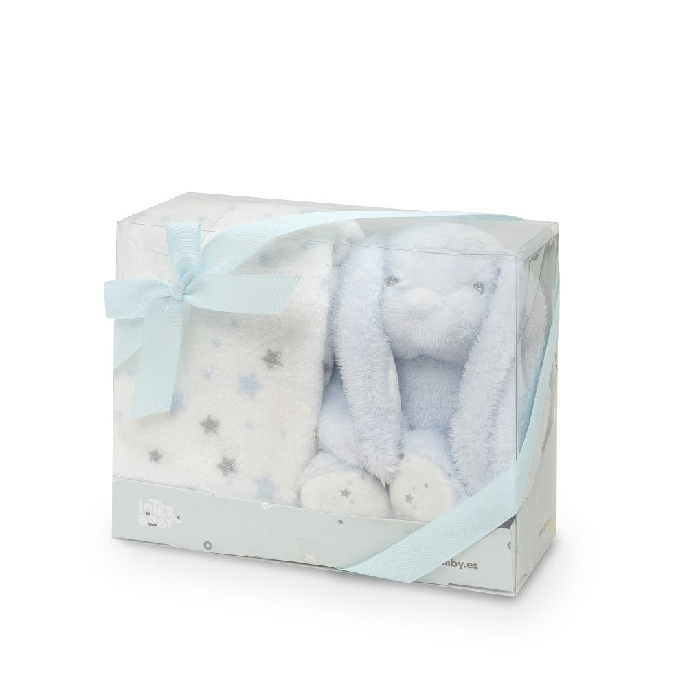Baby Geschenkset – Decke & Plüschtier „Estrella Conejo“ – Blau