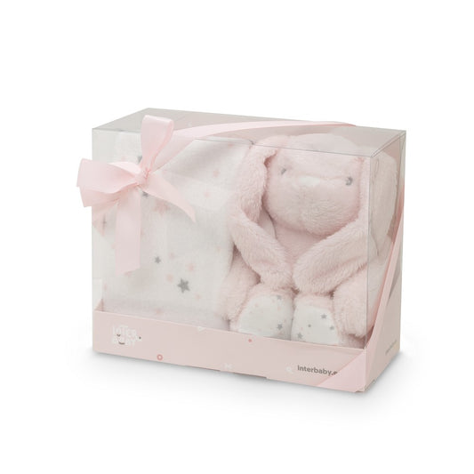 Baby Geschenkset – Decke & Plüschtier „Estrella Conejo“ – Rosa