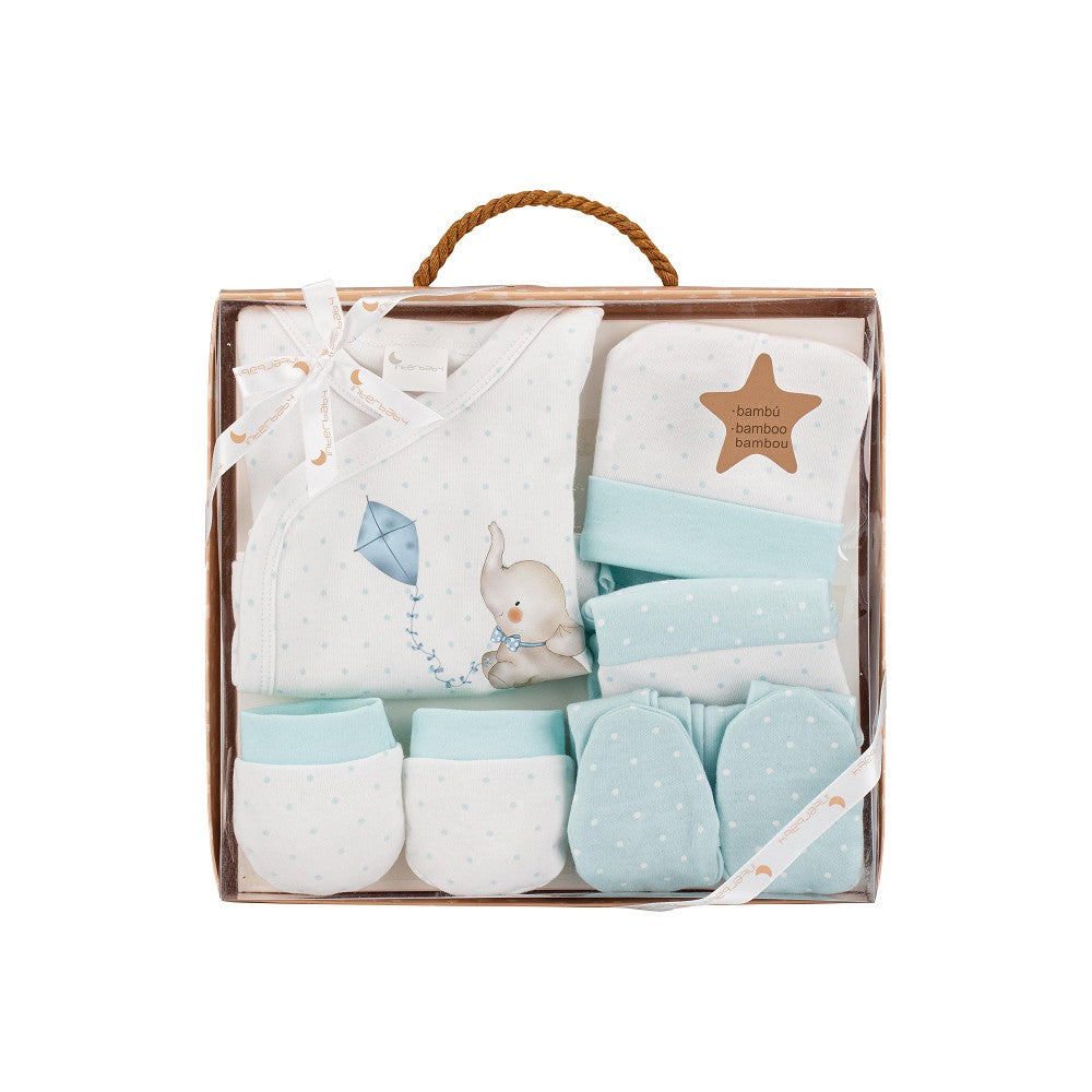 Baby Set 5-teilig – Elefante Blau (0–6 Monate)