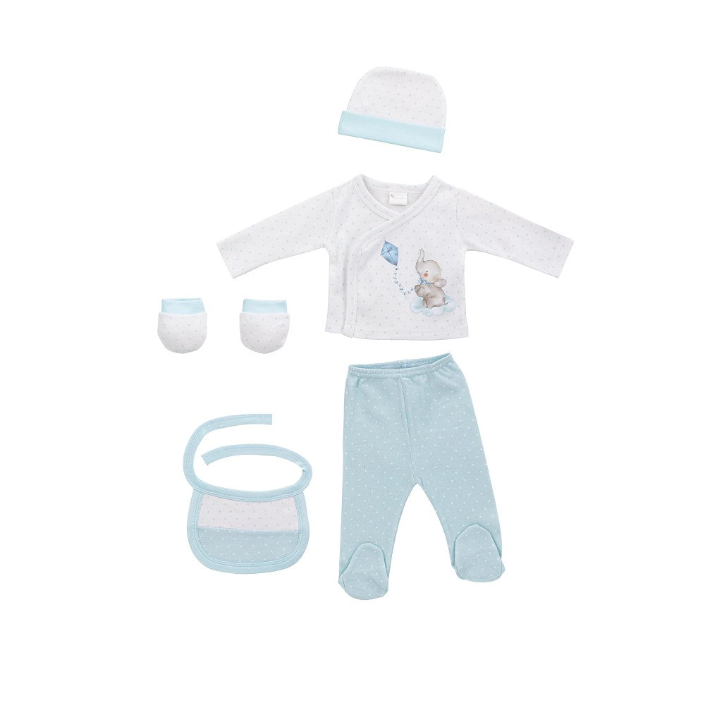 Baby Set 5-teilig – Elefante Blau (0–6 Monate)