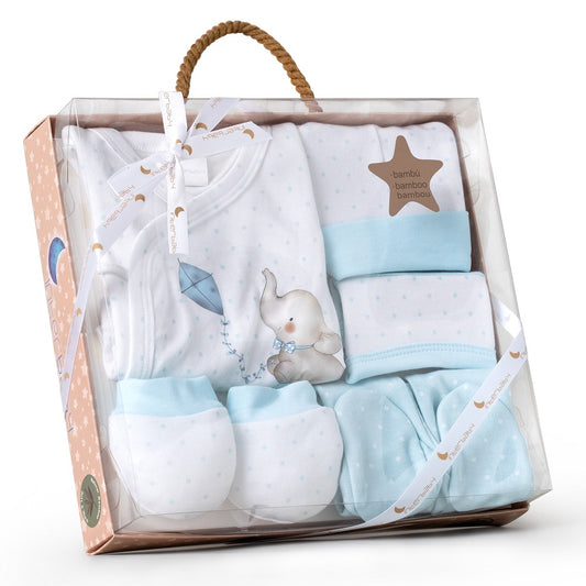 Baby Set 5-teilig – Elefante Blau (0–6 Monate)