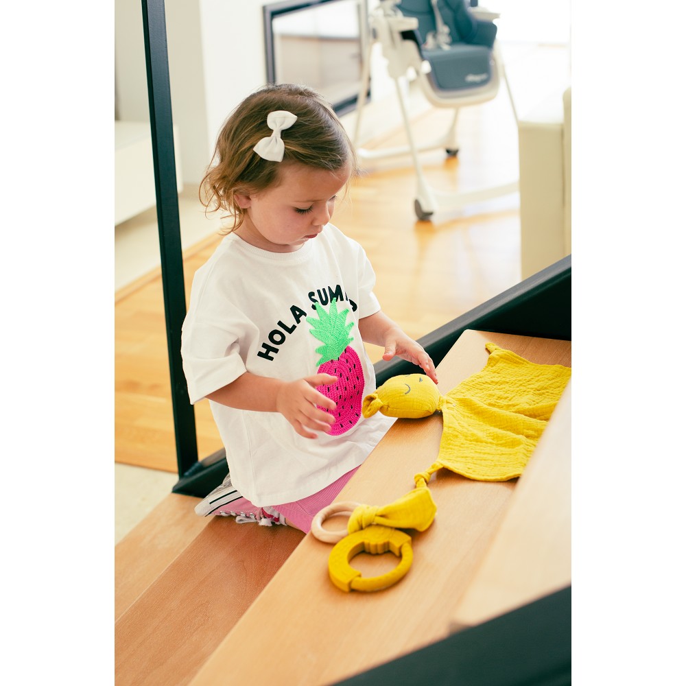 Baby Geschenkset aus Natural Bamboo – Doudou, Bandana & Beißring – Dunkelrosa