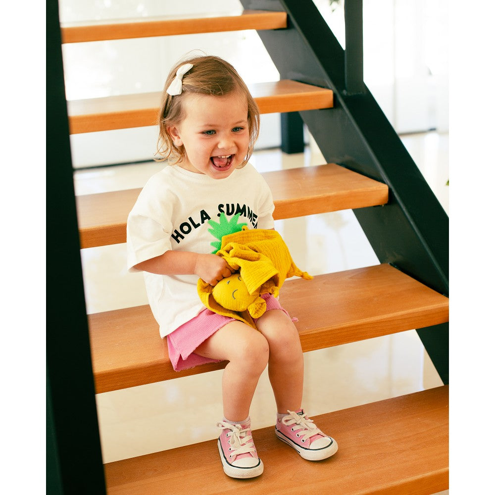 Baby Geschenkset aus Natural Bamboo – Doudou, Bandana & Beißring – Dunkelrosa