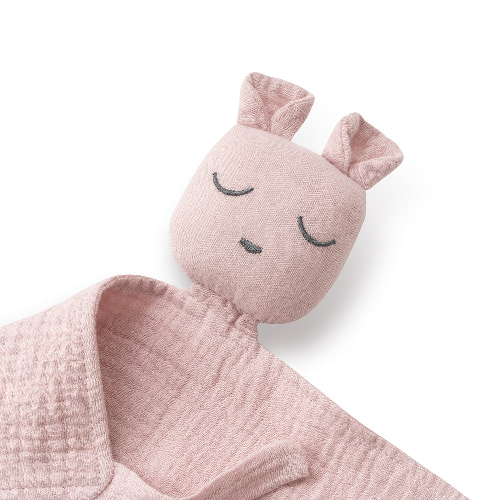 Baby Geschenkset aus Natural Bamboo – Doudou, Bandana & Beißring – Dunkelrosa
