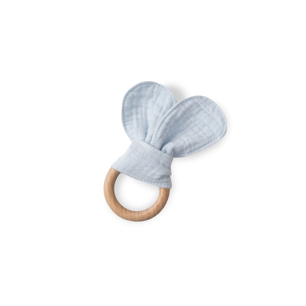 Geschenkset Baby – Doudou, Bandana & Beißring – Blau/Grau