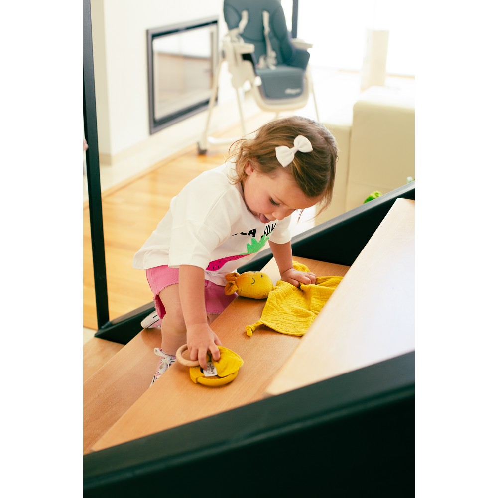 Geschenkset Baby – Doudou, Bandana & Beißring – Blau/Grau