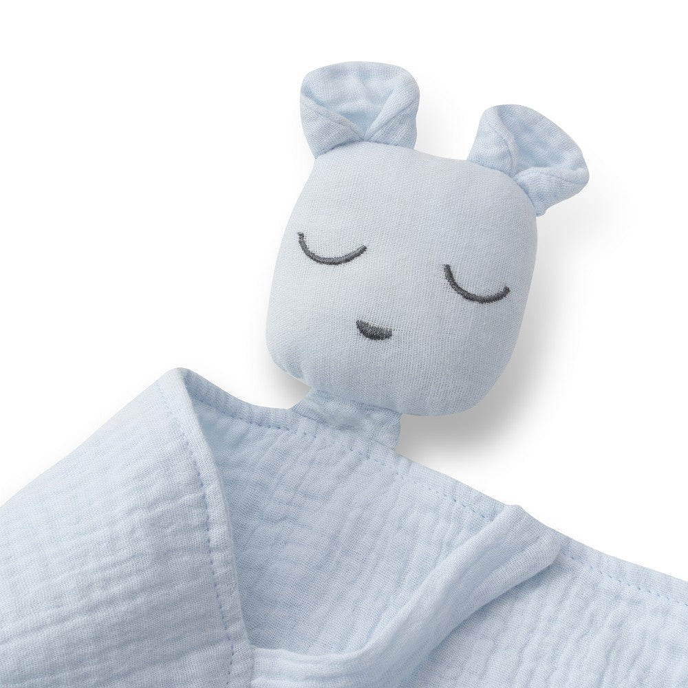 Geschenkset Baby – Doudou, Bandana & Beißring – Blau/Grau